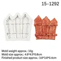 White silicone fence mold with brown chocolate sample for cake fondant decoration - Gray