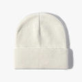 Classic white ribbed knit beanie for women and men featuring a thick fold-over cuff - Soft White