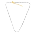 Bohemian style two-tone box chain necklace in silver and gold with lobster clasp closure - White