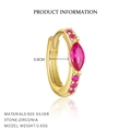 Orecchino a cerchio in argento 925 dorato con zirconi rosso rosa a marquise e tondi - E4839-Cerchietto Geometrico/Singolo / Oro/Rosa