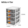 Organizador de escritorio blanco de 4 cajones con tiradores naranjas para oficina - 4 Niveles / Blanco nieve