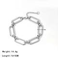 Bracciale a catena in acciaio inossidabile argento con chiusura a moschettone e ciondolo - Platino