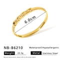 Bracciale in acciaio inossidabile placcato oro 18k con motivo greco e zirconi - Stile Chiave Greca Zircone (NB-B6210)