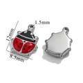 Roter Marienkäfer Anhänger mit Größenangabe 12mm x 8,5mm für DIY-Schmuckherstellung - Silber Klein