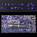 Deep blue 21-grid nail art rhinestone kit with various crystal shapes and dotting pen - Deep Blue (700 Big, 3480 Small)
