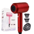 Rode professionele ionische föhn met drie opzetstukken en verpakking in rood design - 9808 Rood