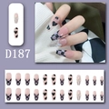 Long ballet press-on nails with purple checkerboard, pink hearts and rhinestone accents - D187 (Glue Style)