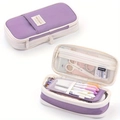 Large capacity purple pencil case with multi-layer storage and macaron color blocking - Twill Purple