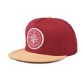 Cappellino da baseball bordeaux e beige a tesa piatta con patch a stella ricamata - Regolabile / Rosso