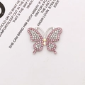 Pink rhinestone butterfly alloy pendant accessory with silver base for DIY jewelry crafts - D1620 Full Diamond Butterfly - Pink