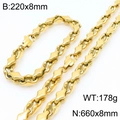Set di gioielli in acciaio inossidabile dorato con collana e bracciale dal design unico - Bracciale / Oro