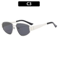 Lunettes aviateur C3 en métal argenté à double pont avec verres gris foncé et embouts noirs - Monture Argent Verres Gris