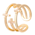 Three-layer golden wrap ring with purple zircon crosses in a stylish minimalist design - KC Gold Cross Style (N-110)