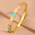 【156】golden Oil-drip Heart Bangle