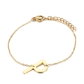 Minimalist gold stainless steel initial bracelet featuring letter P pendant with lobster clasp - Letter P(KB116117-K)