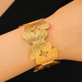 Golden hollow butterfly wide open bracelet featuring intricate textured wing details - Butterfly Hollow Wide Style (DZ-958)