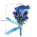 Klein Blue calla lily boutonniere with berries, silk ribbon and rhinestone accents - Klein Blue
