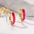 Polished red and gold C-shaped hoop earrings with precise 17mm outer diameter measurements - EH734 Red Contrast Earrings