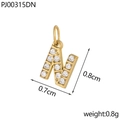 Macro detail of gold letter N pendant with micro-pave cubic zirconia stones, 0.8cm size - Letter N / Gold