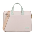 Beige laptoptas met lichtgroene handvatten en schouderband voor 14-15,6 inch laptops - 14" / Khaki en Groen