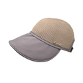 Dettaglio della trama in paglia e tesa in tessuto grigio con logo in metallo - M (56-58cm) / Grigio
