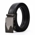Cinturon de cuero para hombre hebilla automatica casual de negocios negro elegante. - Estilo 21