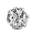 Silver hollow spherical charm with sparkling cubic zirconia for snake chain bracelets - Hollow Starburst Zirconia Ball Style (6127635311957)