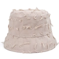 Chapeau bob beige pour femme avec écussons de notes de musique et bords effilochés stylés - M (56-58cm) / Kaki Patchwork
