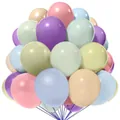 Mix of 10-inch thick matte macaron latex balloons in pink blue and purple for parties - Macaron Mixed Colors