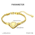 Dettaglio del bracciale con moneta placcata oro 18K con strass e dimensioni specifiche - Stile Zircone Moneta (KB183201-JM)