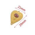 Golden heart earring connector with purple oval stone and 21x29mm size markings - 21mmx29mm / Purple (Amethyst Color)