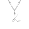 Silver titanium steel necklace featuring a letter K pendant with a small heart detail. - Letter K / Silver