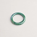 Round alloy spring gate ring with metallic electroplated green finish for DIY jewelry - Forest Green (High Quality Plating)