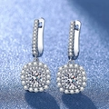 Classic silver S925 sterling silver moissanite stud earrings with double halo design - Fully Diamond Square Earrings Led-157