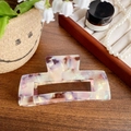 Classic rectangle acetate hair claw clip with a pearlescent mosaic pattern for women - Jelly Purple 13CM