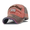 Distressed vintage washed baseball cap in red and brown with Jamaica embroidery - Orange + Coffee