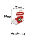 Christmas stocking pendant charm with red white and green enamel finish 19mm x 15mm - 4#(Red) Sock