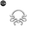 Anneau de nez en titane G23 argenté avec pampille et pierres en zircone cubique - Style Tentacule Argenté (S1208150)