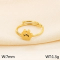 Adjustable golden cat paw print ring with brushed finish and 7mm width design - US 6 / Style A Brushed Cat Paw (KR103462-GC) / Gold