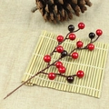 Lifelike artificial red and dark purple berry branch for Christmas DIY floral decor - 17-Prong Red Plus Black