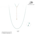Detalle de cadena de plata 925 con cuentas turquesas y especificaciones de tamaño - Plata 925 Chapada en Oro - Verde