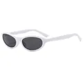 Retro small cat-eye sunglasses in white frame with dark gray lenses model C3 - White Frame Gray Lens