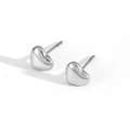Minimalist silver heart stud earrings with polished mirror finish for women - Silver Steel Heart Stud Earrings
