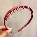 Handheld dark pink frosted hairband with fine comb teeth in Morandi style finish - 6# Comb-Watermelon Red