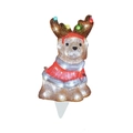 Golden Christmas puppy garden stake with LED lights and festive deer antler headband - Antler Dog Stake-8