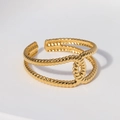 Verstellbarer goldener Edelstahlring mit zweilagigem gedrehtem Seildesign für Damen - Zweischichtiger Seil-Stil Offen / Gold