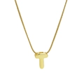 Personalized golden letter T pendant with polished snake chain in stainless steel - Necklace - Letter T