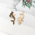Golden mermaid enamel pendants with brown glitter finish for DIY jewelry making - Mermaid