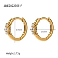 Orecchini a cerchio dorati con tre perle completi di dimensioni e dettagli sul peso - Oro (JDE2022955-P)