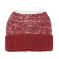Detailed close-up of gradient knit devil cat ear beanie with soft wool blend texture - M(56-58cm) / Burgundy